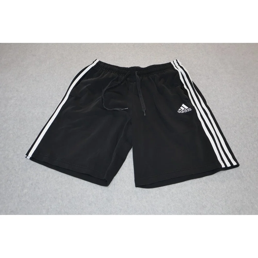 Adidas Gym Shorts Men Large Black 3-Stripes Athletic Gym Workout 9